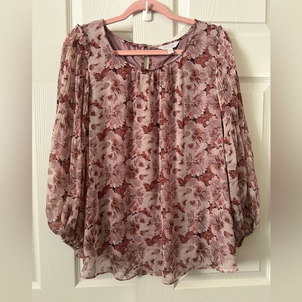 LC Lauren Conrad Mauve Floral Blouse